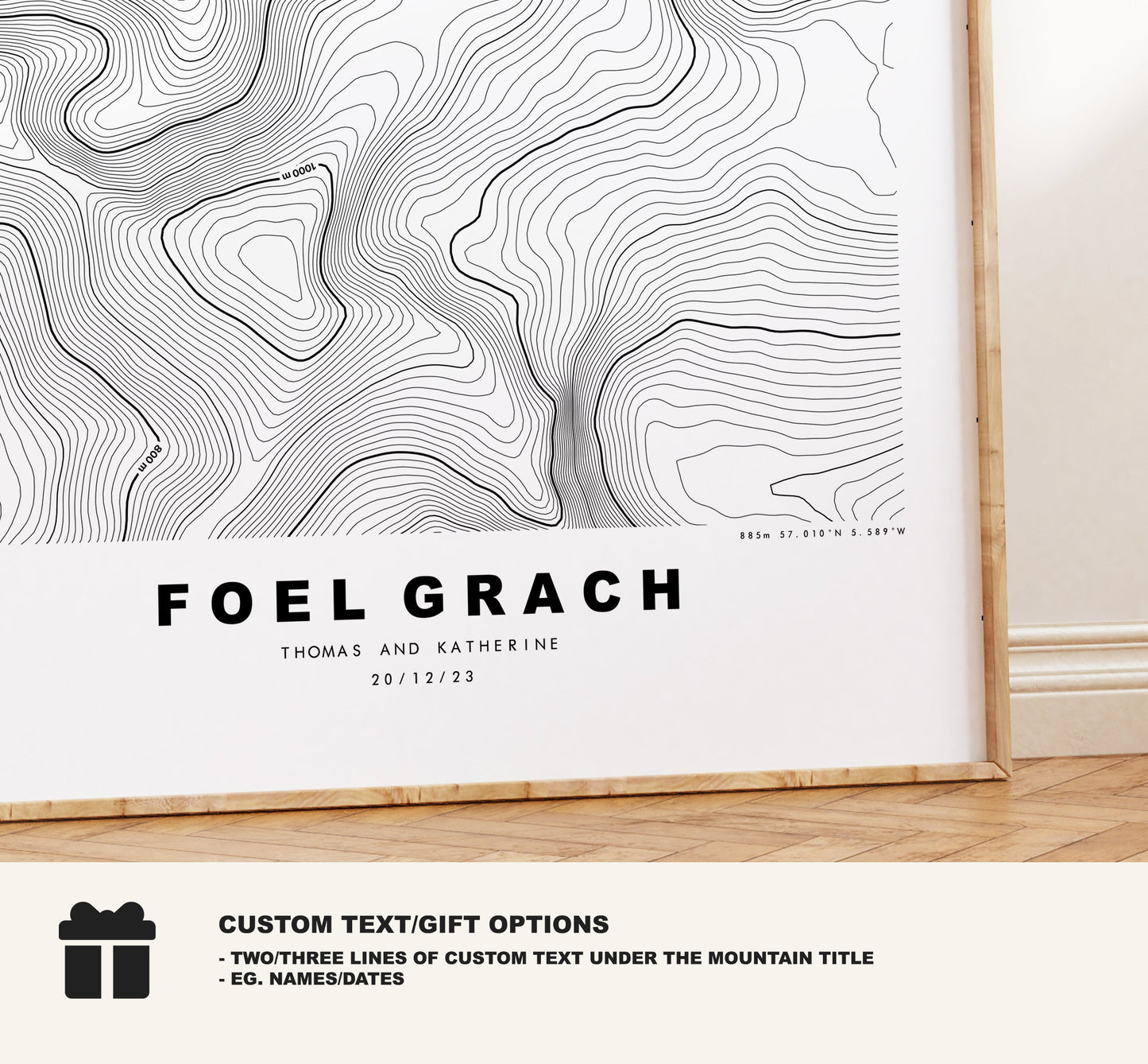 Foel Grach Print - Contour Map - Foel Grach Poster - Wales - Topographic Map - Print - Poster - Wall Art - Welsh 3000s - Topography