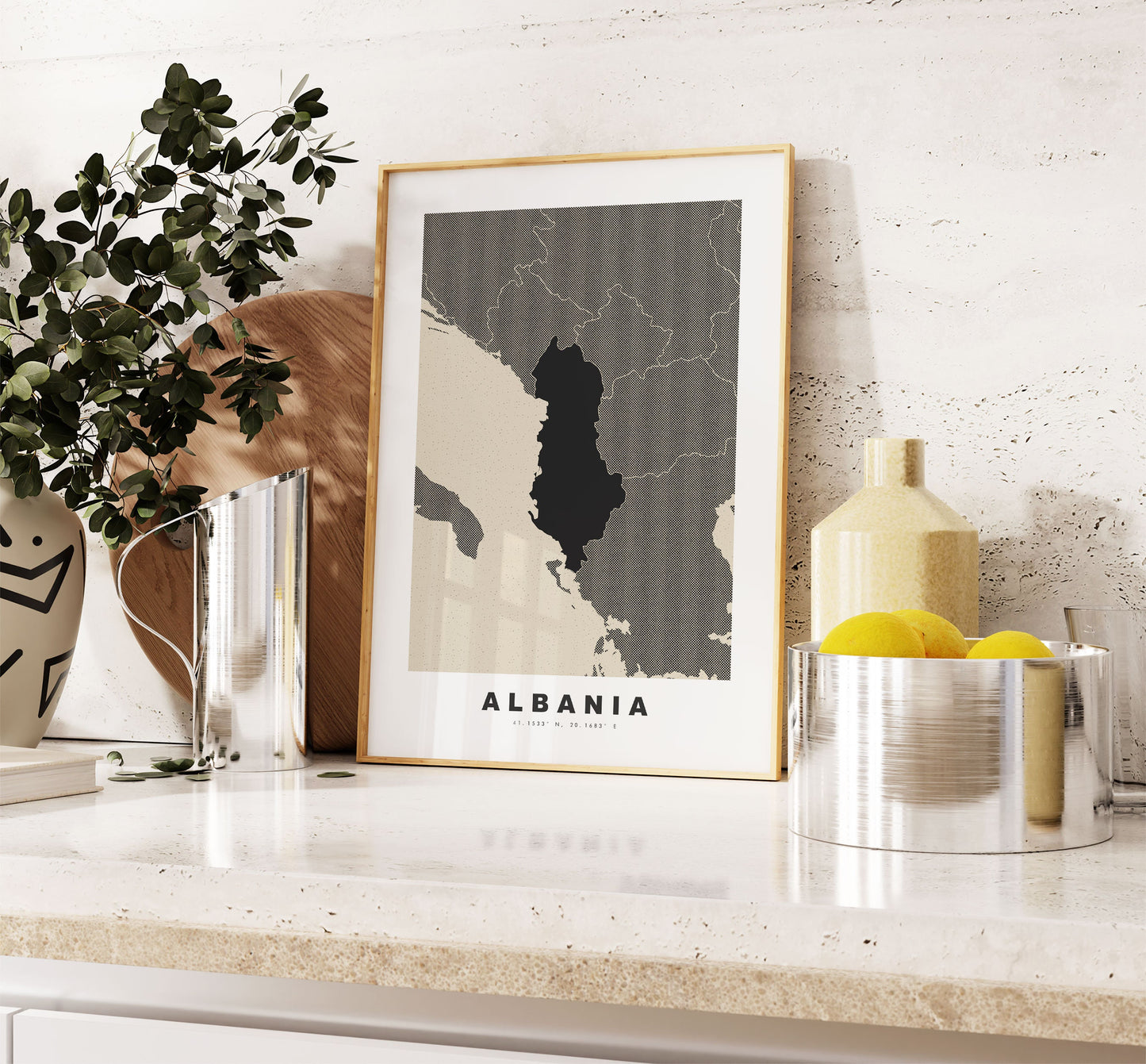 Albania Map Print - Personalised Map Gift - Framed or Canvas Options Available - Custom Text Options - Personalised Gift - Europe