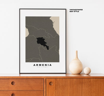 Armenia Map Print - Personalised Map Gift - Framed or Canvas Options Available - Custom Text Options - Personalised Gift - Europe