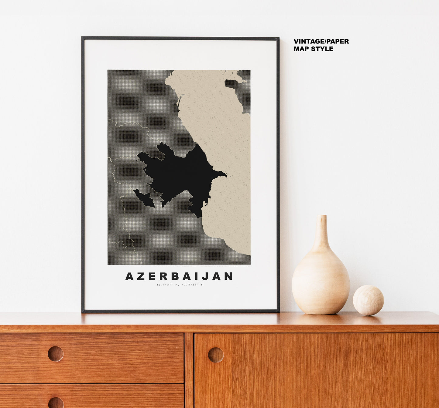 Azerbaijan Map Print - Personalised Map Gift - Framed or Canvas Options Available - Custom Text Options - Personalised Gift - Europe