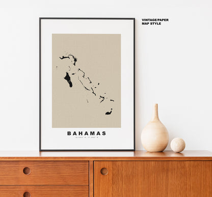 Bahamas Map Print - Personalised Map Gift - Framed or Canvas Options Available - Custom Text Options - Personalised Gift - Caribbean