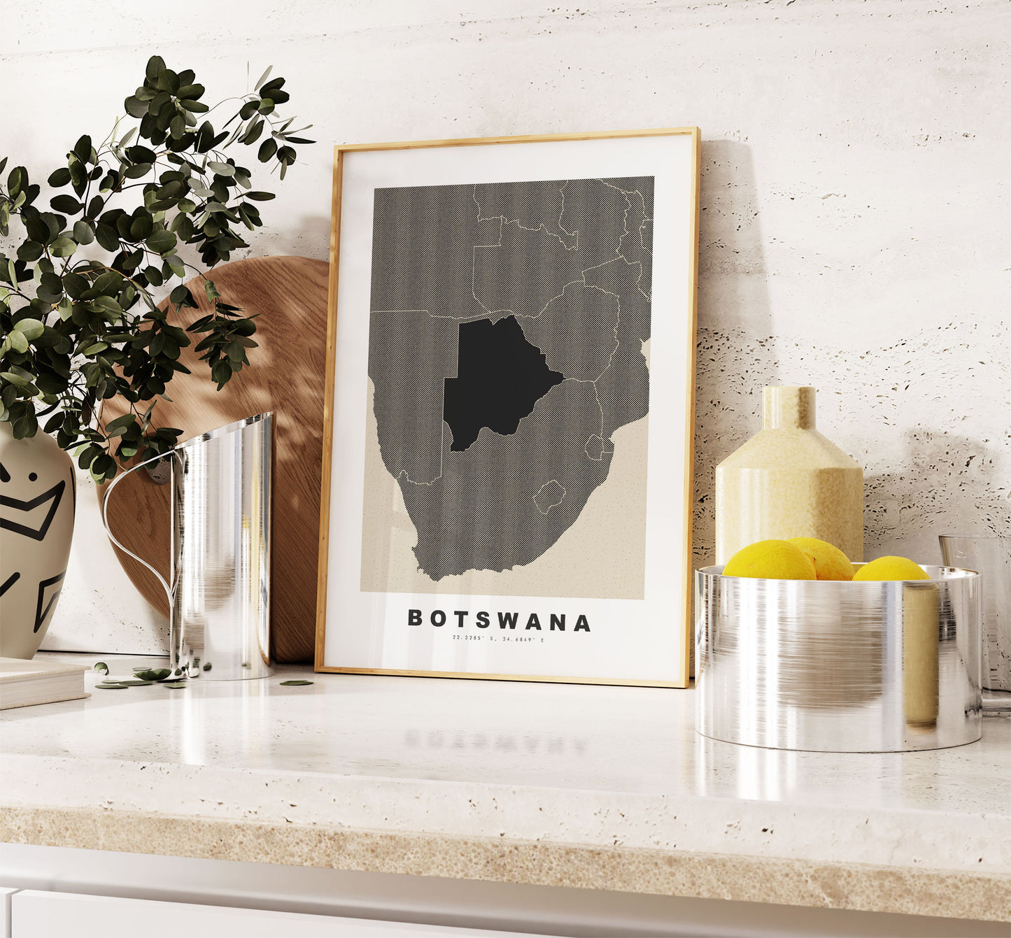 Botswana Map Print - Personalised Map Gift - Framed or Canvas Options Available - Custom Text Options - Personalised Gift - Africa