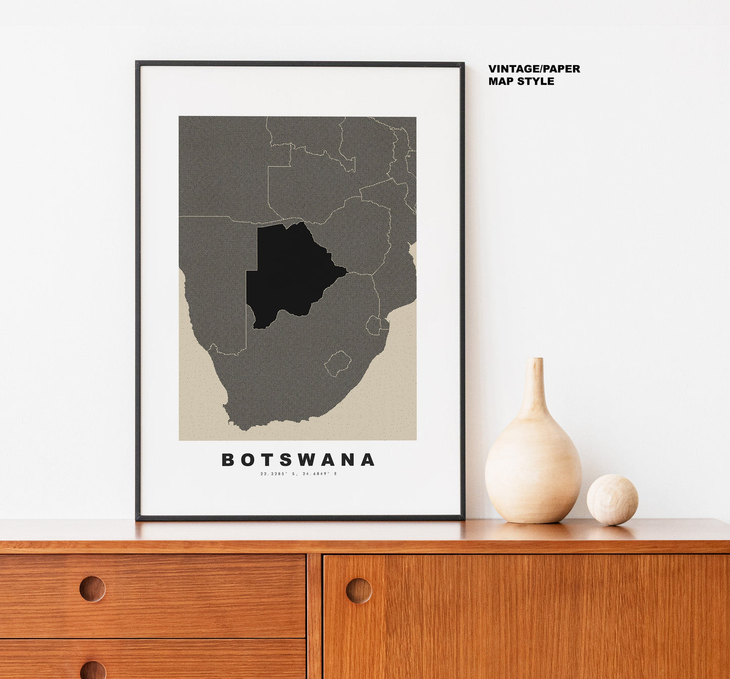 Botswana Map Print - Personalised Map Gift - Framed or Canvas Options Available - Custom Text Options - Personalised Gift - Africa