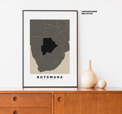 Botswana Map Print - Personalised Map Gift - Framed or Canvas Options Available - Custom Text Options - Personalised Gift - Africa