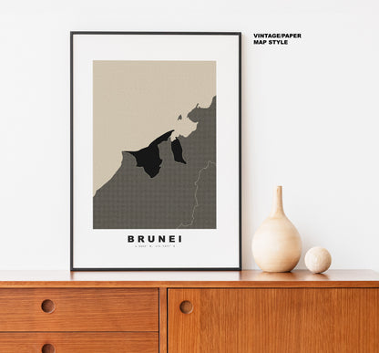 Brunei Map Print - Personalised Map Gift - Framed or Canvas Options Available - Custom Text Options - Personalised Gift - Asia