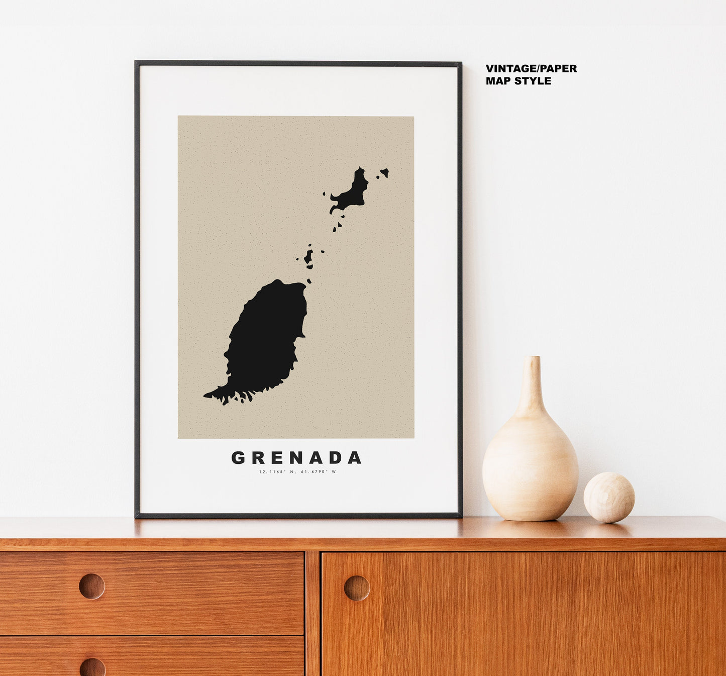 Grenada Map Print - Personalised Map Gift - Framed or Canvas Options Available - Custom Text Options - Personalised Gift - Carribean