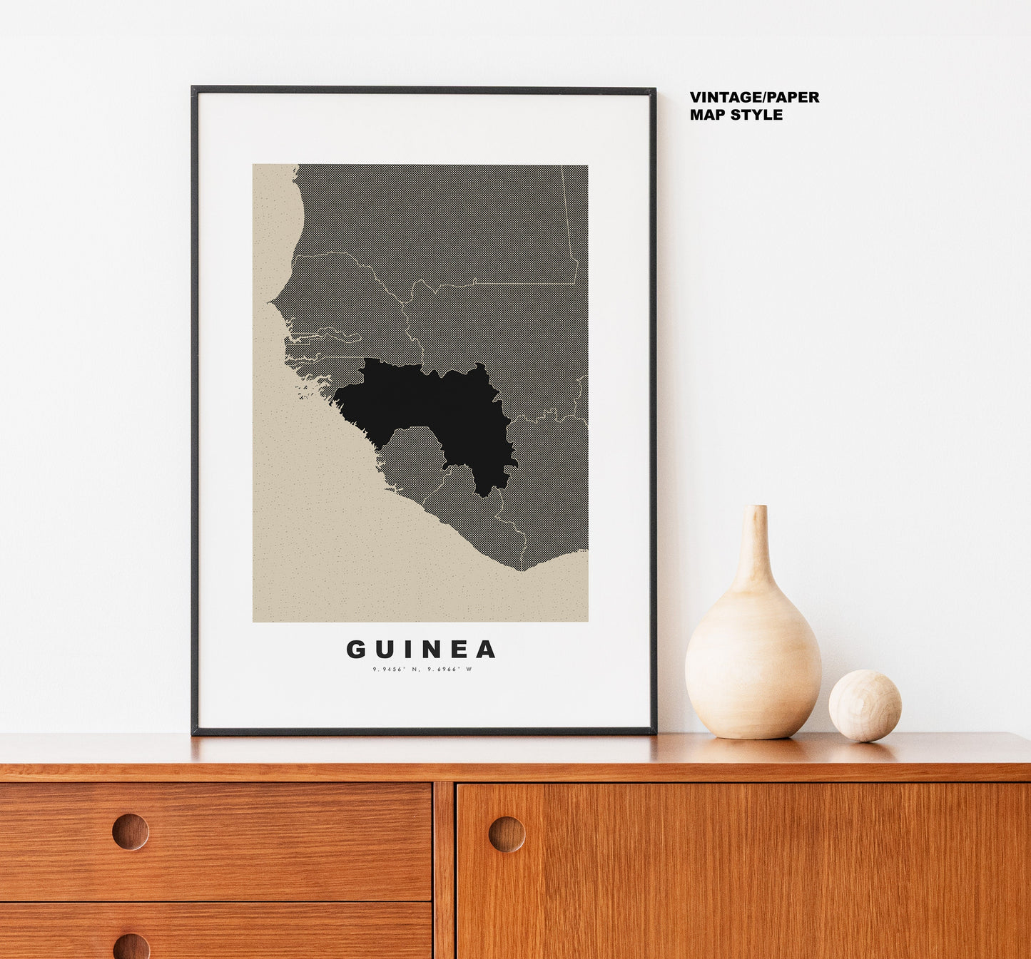 Guinea Map Print - Personalised Map Gift - Framed or Canvas Options Available - Custom Text Options - Personalised Gift - Africa