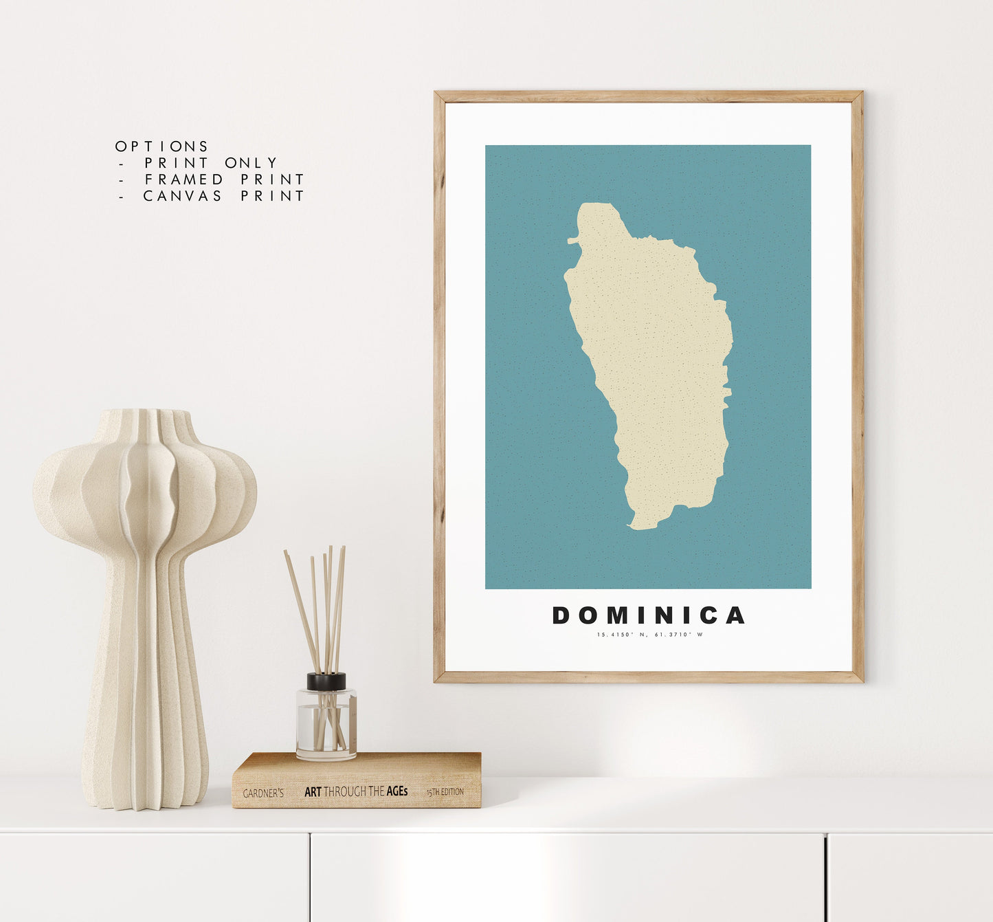 Dominica Map Print - Personalised Map Gift - Framed or Canvas Options Available - Custom Text Options - Personalised Gift - Carribean