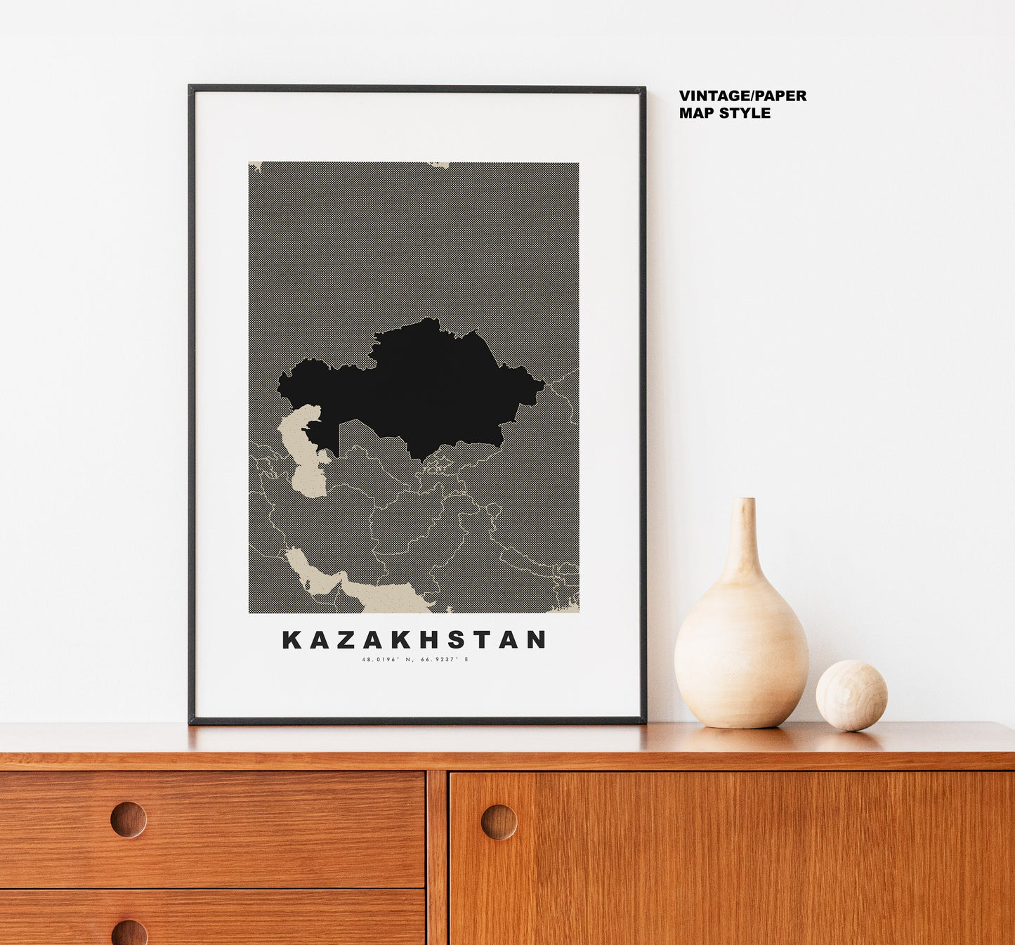 Kazakhstan Map Print - Personalised Map Gift - Framed or Canvas Options Available - Custom Text Options - Personalised Gift - Asia