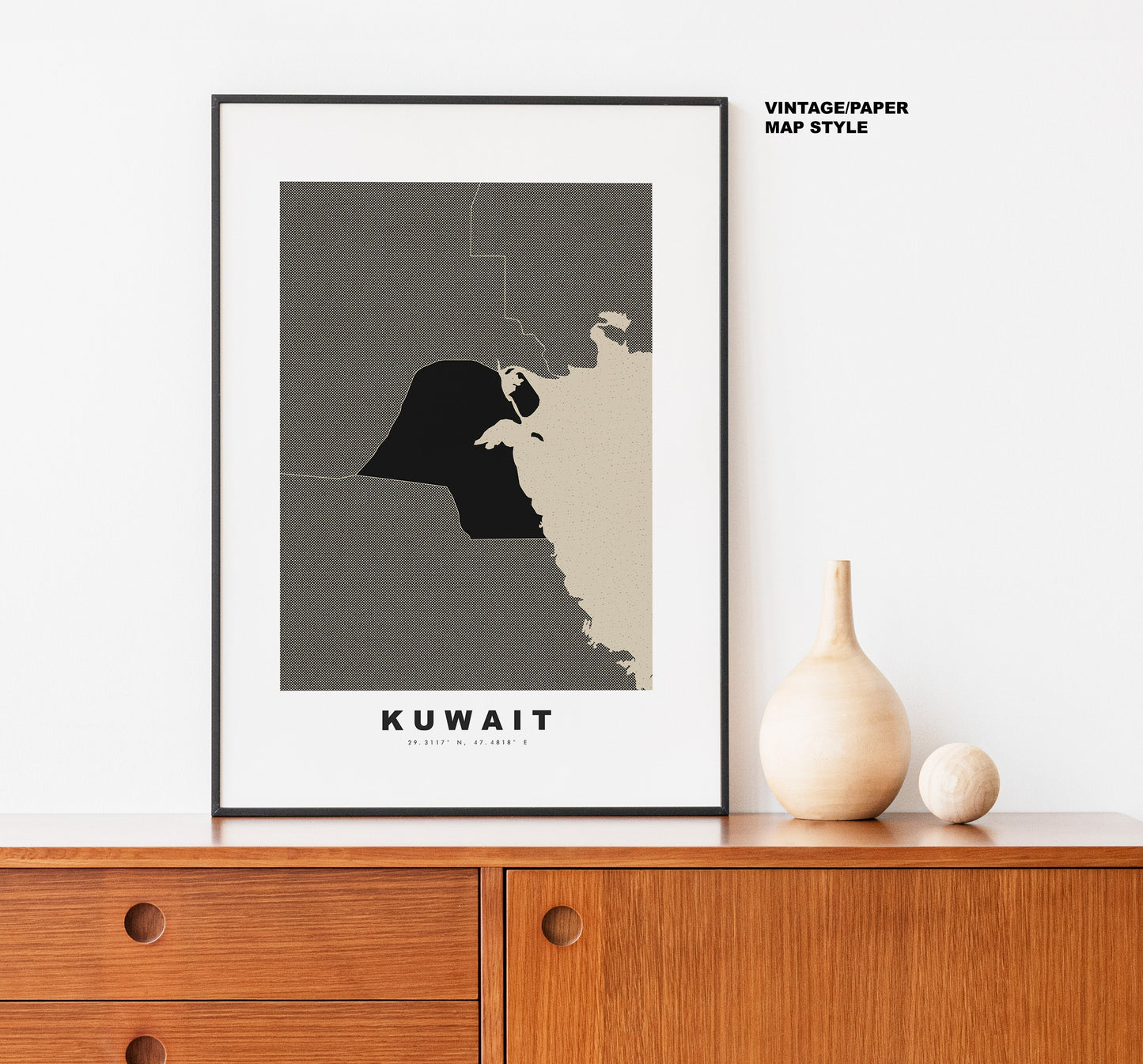 Kuwait Map Print - Personalised Map Gift - Framed or Canvas Options Available - Custom Text Options - Personalised Gift - Middle East