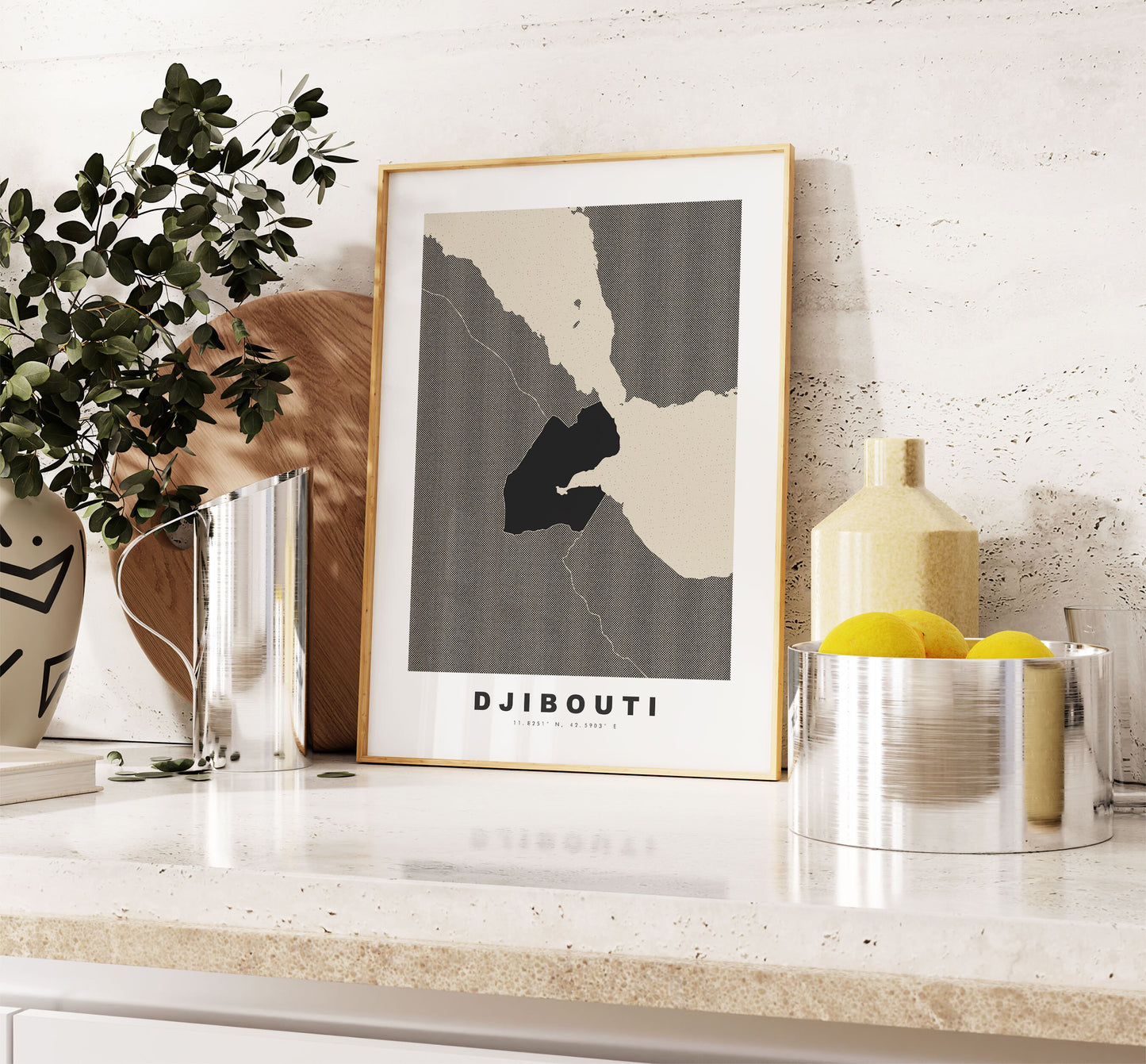 Djibouti Map Print - Personalised Map Gift - Framed or Canvas Options Available - Custom Text Options - Personalised Gift - Africa