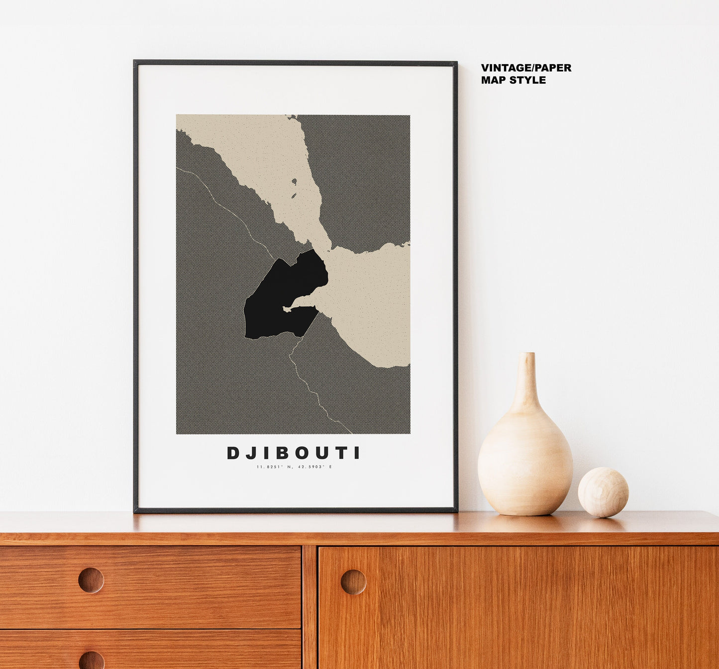 Djibouti Map Print - Personalised Map Gift - Framed or Canvas Options Available - Custom Text Options - Personalised Gift - Africa