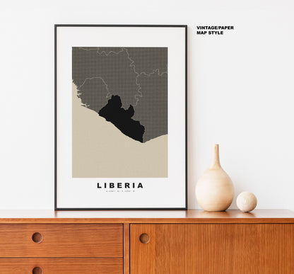 Liberia Map Print - Personalised Map Gift - Framed or Canvas Options Available - Custom Text Options - Personalised Gift - Africa