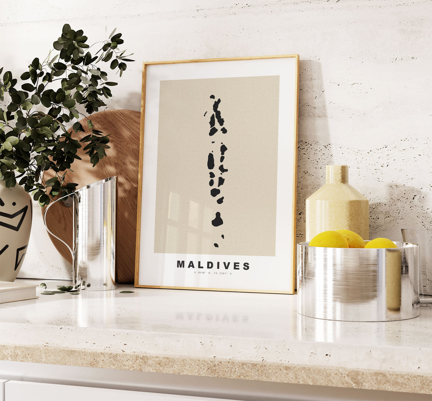 Maldives Map Print - Personalised Map Gift - Framed or Canvas Options Available - Custom Text Options - Personalised Gift - Asia