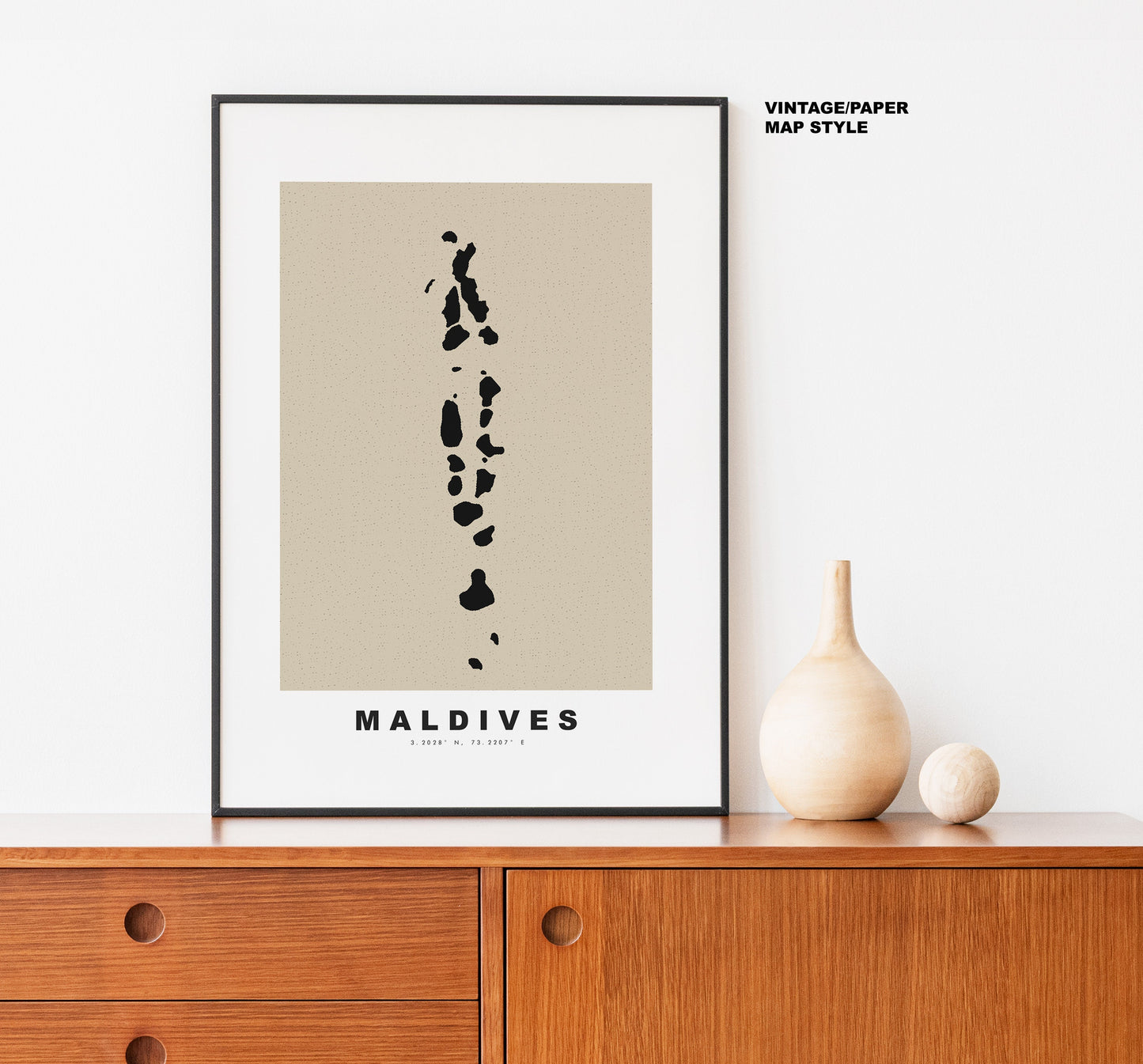 Maldives Map Print - Personalised Map Gift - Framed or Canvas Options Available - Custom Text Options - Personalised Gift - Asia