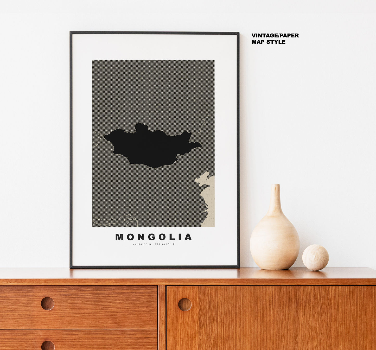 Mongolia Map Print - Personalised Map Gift - Framed or Canvas Options Available - Custom Text Options - Personalised Gift - Asia