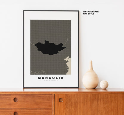 Mongolia Map Print - Personalised Map Gift - Framed or Canvas Options Available - Custom Text Options - Personalised Gift - Asia