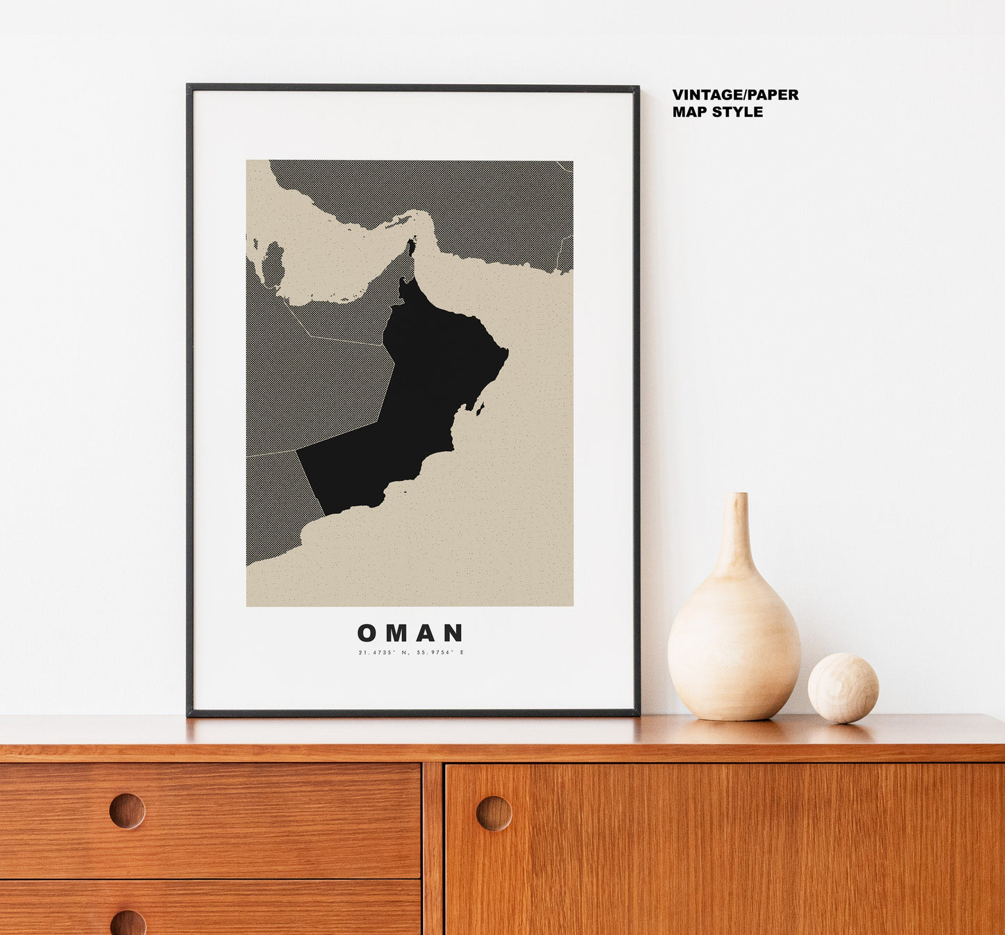 Oman Map Print - Personalised Map Gift - Framed or Canvas Options Available - Custom Text Options - Personalised Gift - Middle East