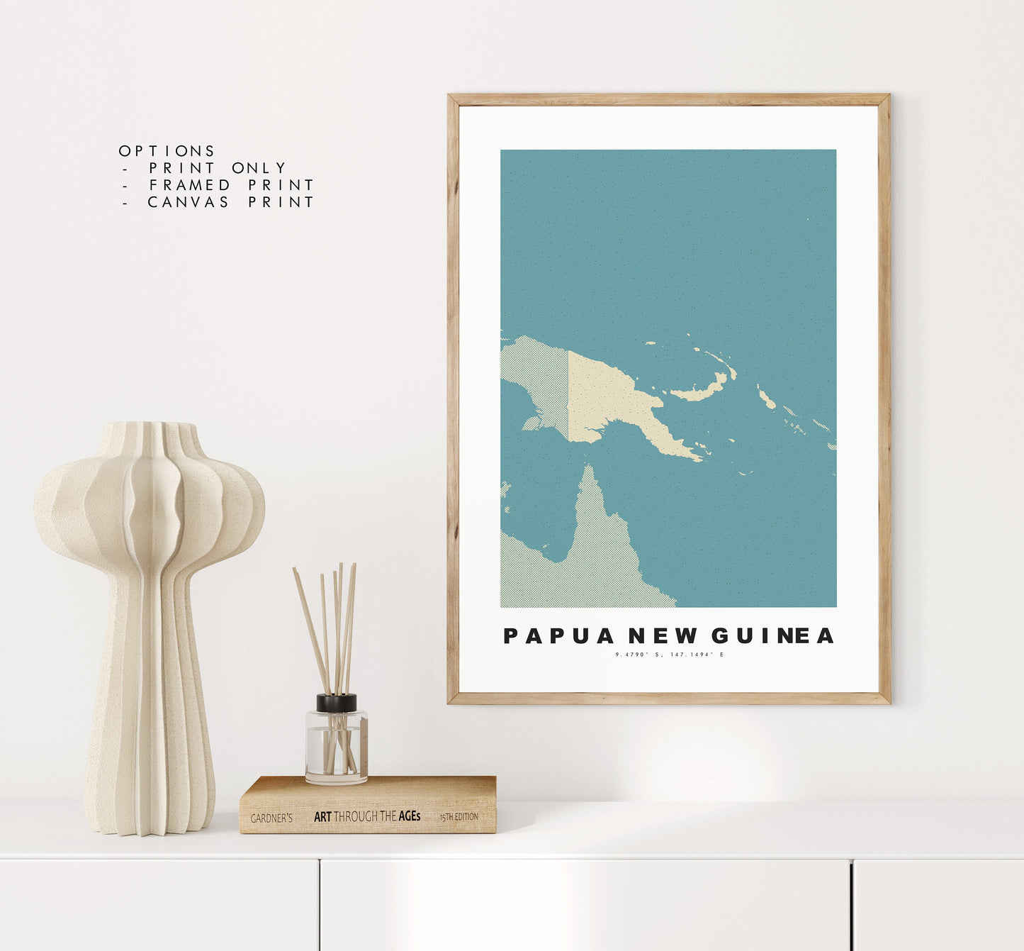 Papua New Guinea Map Print - Personalised Map Gift - Framed or Canvas Options Available - Custom Text Options - Personalised Gift - Asia