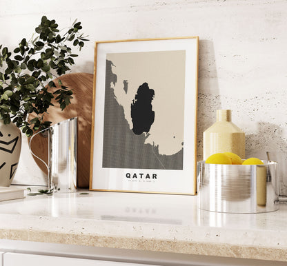 Qatar Map Print - Personalised Map Gift - Framed or Canvas Options Available - Custom Text Options - Personalised Gift - Middle East