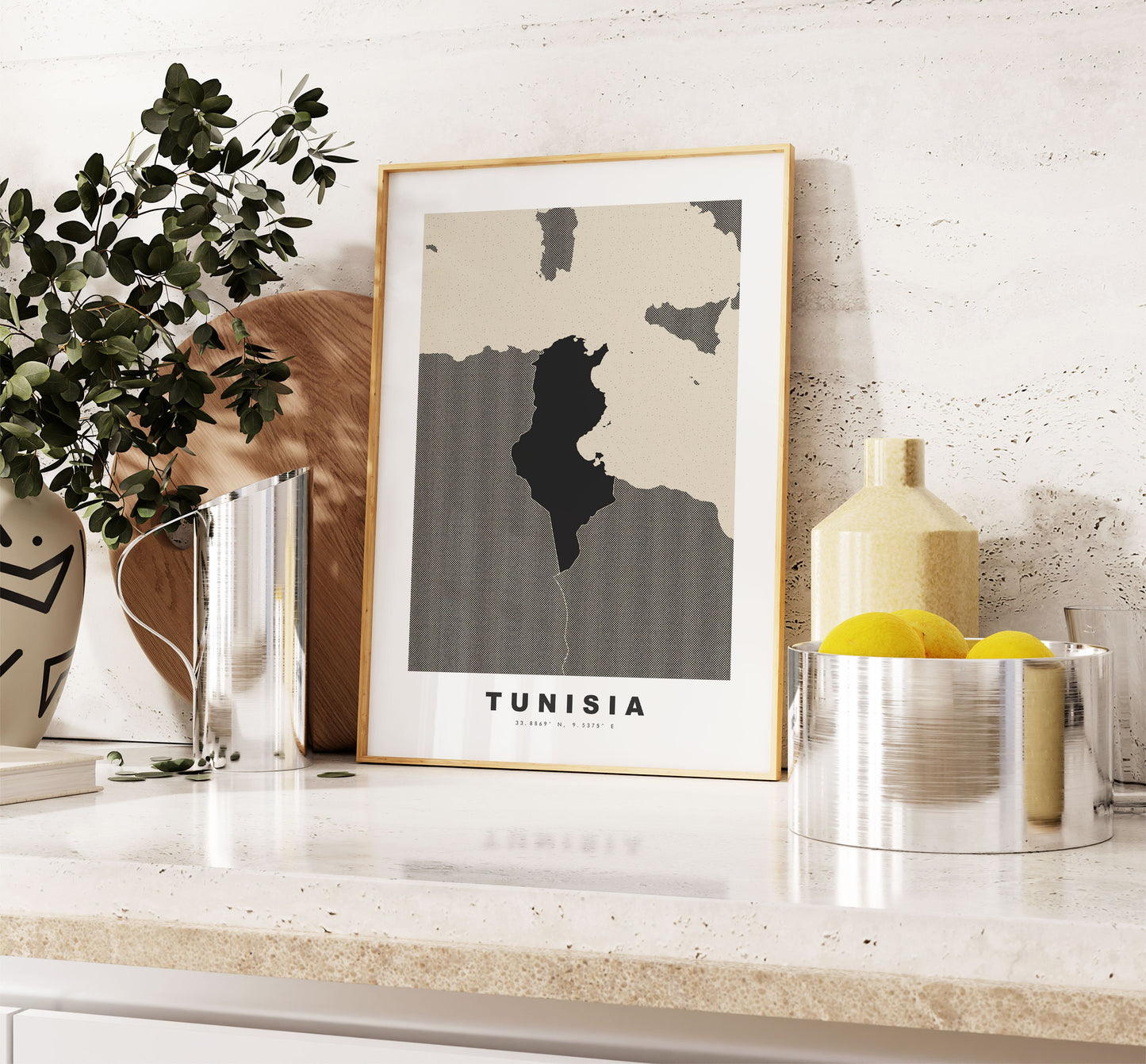 Tunisia Map Print - Personalised Map Gift - Framed or Canvas Options Available - Custom Text Options - Personalised Gift - Africa