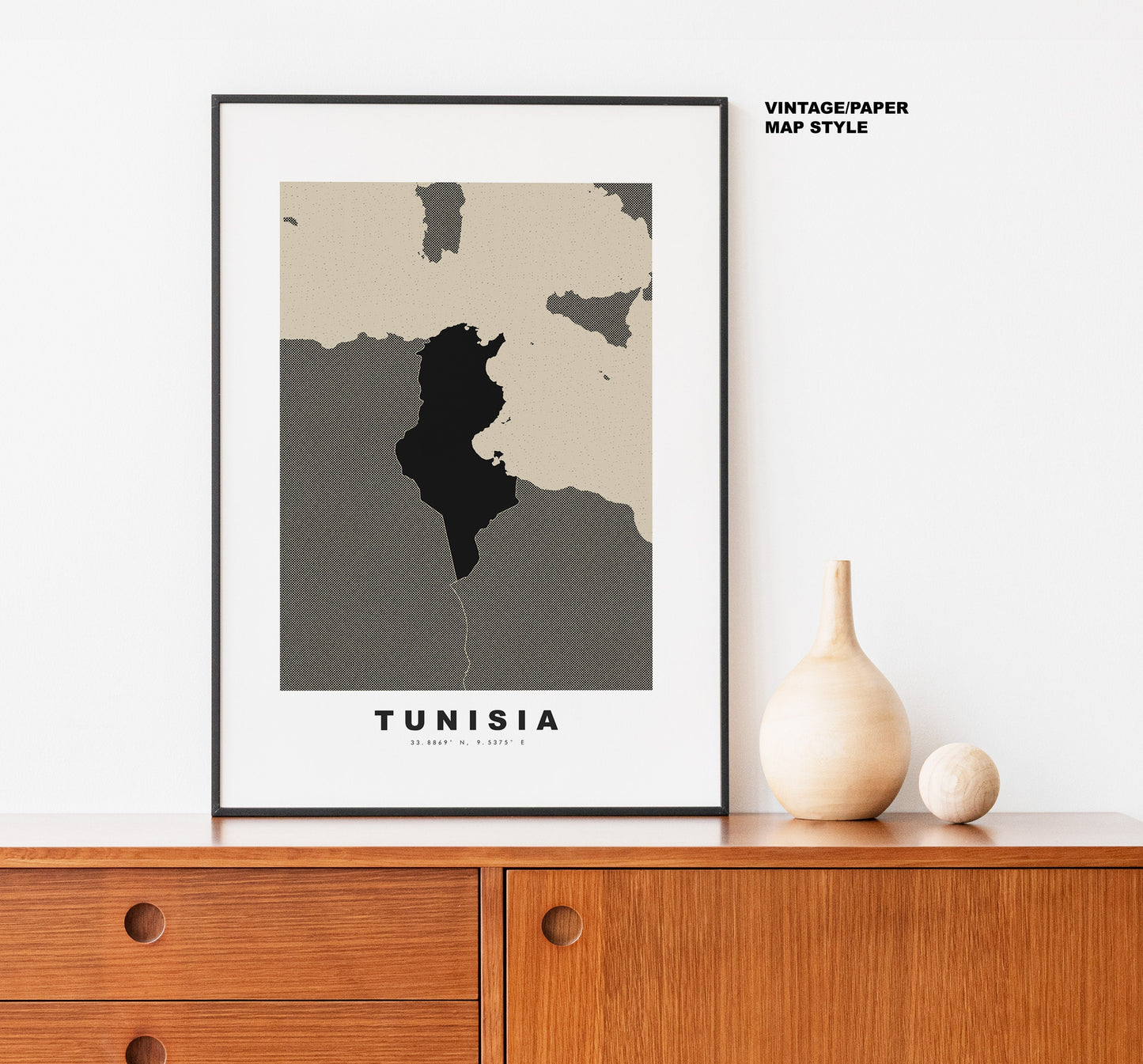 Tunisia Map Print - Personalised Map Gift - Framed or Canvas Options Available - Custom Text Options - Personalised Gift - Africa