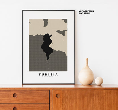 Tunisia Map Print - Personalised Map Gift - Framed or Canvas Options Available - Custom Text Options - Personalised Gift - Africa