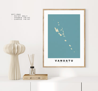 Vanuatu Map Print - Personalised Map Gift - Framed or Canvas Options Available - Custom Text Options - Personalised Gift - Oceania