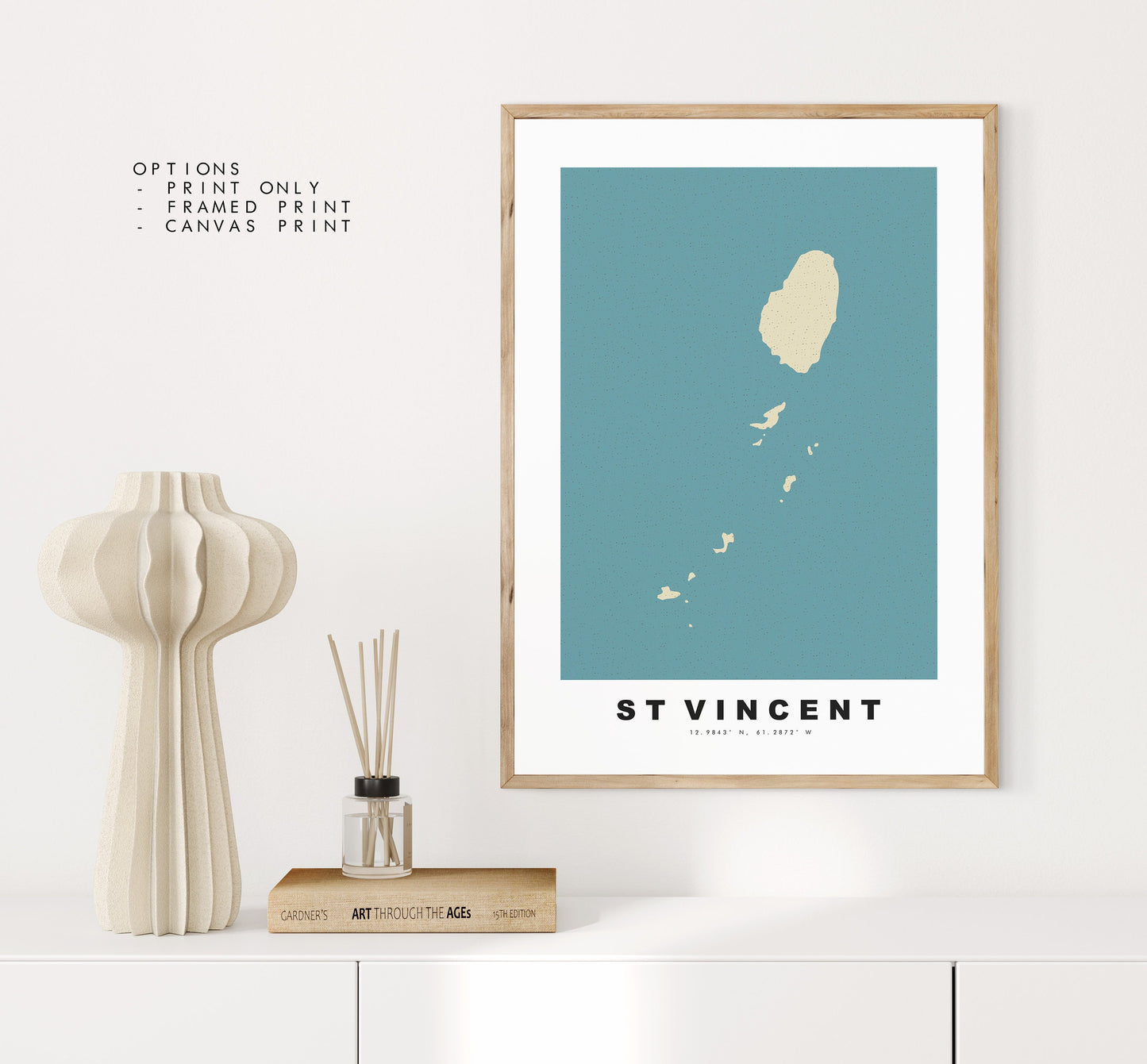 Vincent and the Grenadines Map Print - Personalised Map Gift - Framed or Canvas Options Available - Custom Text Options - Personalised Gift - Caribbean