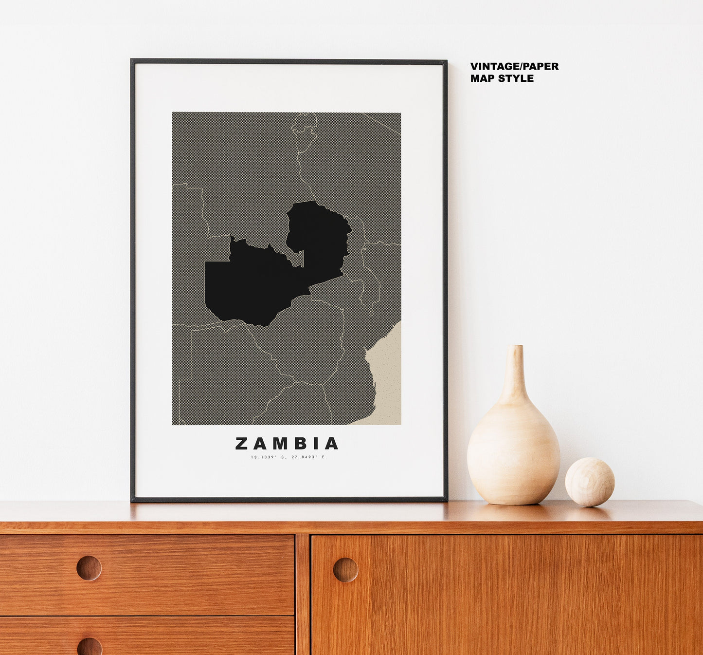 Zambia Map Print - Personalised Map Gift - Framed or Canvas Options Available - Custom Text Options - Personalised Gift - Africa