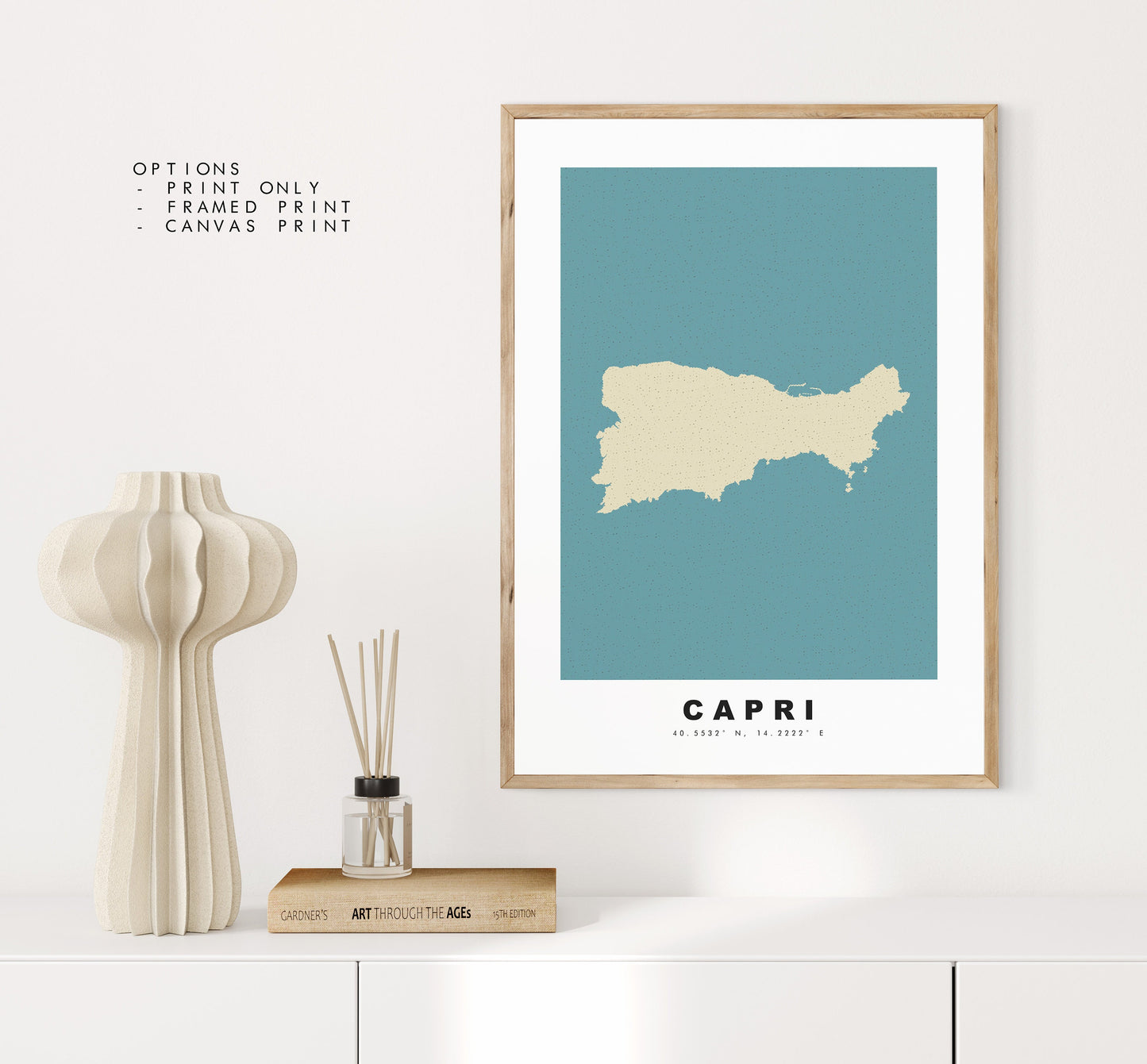 Capri Map Print - Personalised Map Gift - Framed or Canvas Options Available - Custom Text Options - Personalised Gift - Italy & Islands