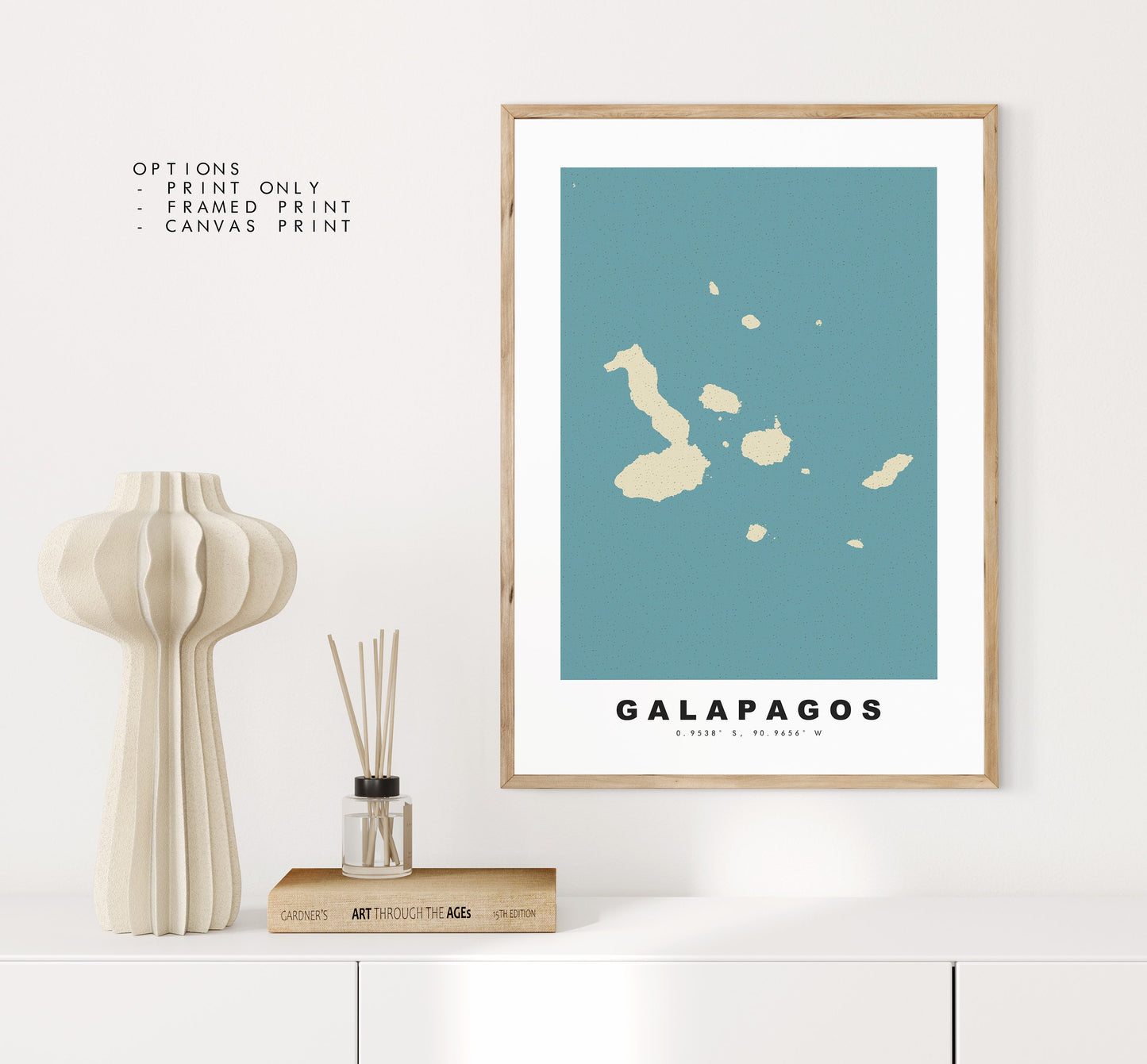 Galapagos Islands Map Print - Personalised Map Gift - Framed or Canvas Options Available - Custom Text Options - Personalised Gift - South America