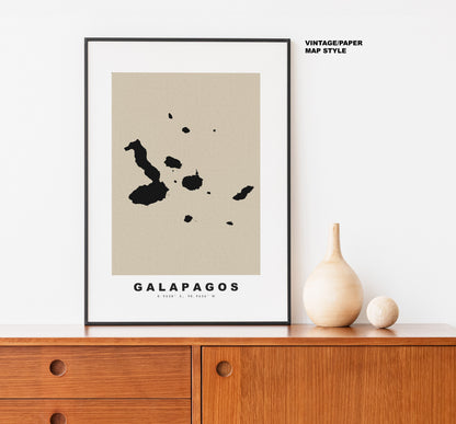 Galapagos Islands Map Print - Personalised Map Gift - Framed or Canvas Options Available - Custom Text Options - Personalised Gift - South America