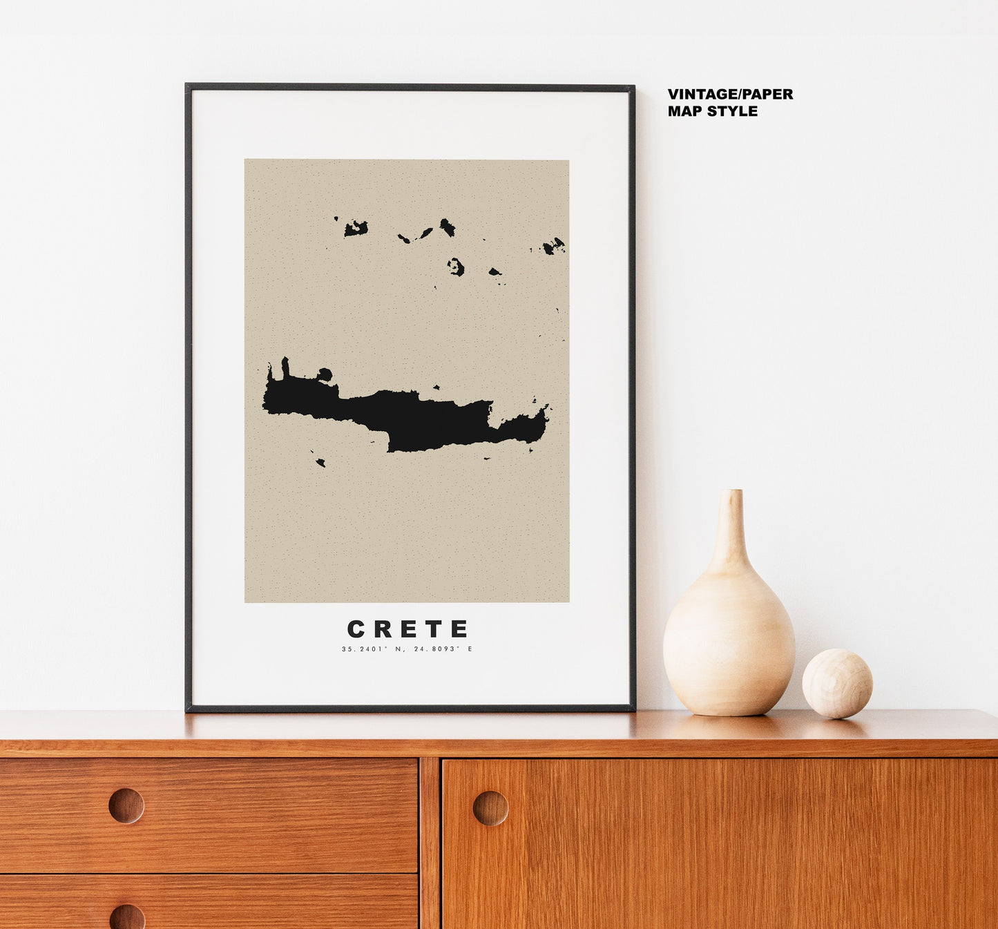 Crete Map Print - Personalised Map Gift - Framed or Canvas Options Available - Custom Text Options - Personalised Gift - Greece & Islands