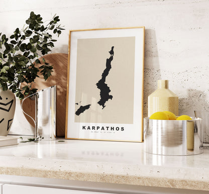 Karpathos Map Print - Personalised Map Gift - Framed or Canvas Options Available - Custom Text Options - Personalised Gift - Greece & Islands