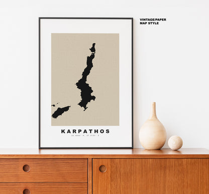 Karpathos Map Print - Personalised Map Gift - Framed or Canvas Options Available - Custom Text Options - Personalised Gift - Greece & Islands