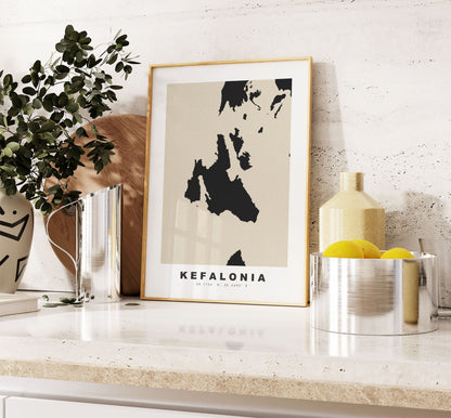 Kefalonia Map Print - Personalised Map Gift - Framed or Canvas Options Available - Custom Text Options - Personalised Gift - Greece & Islands