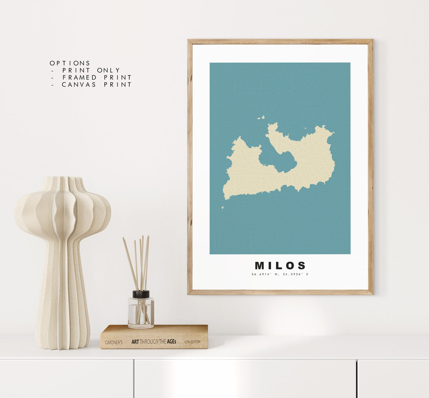 Milos Map Print - Personalised Map Gift - Framed or Canvas Options Available - Custom Text Options - Personalised Gift - Greece & Islands