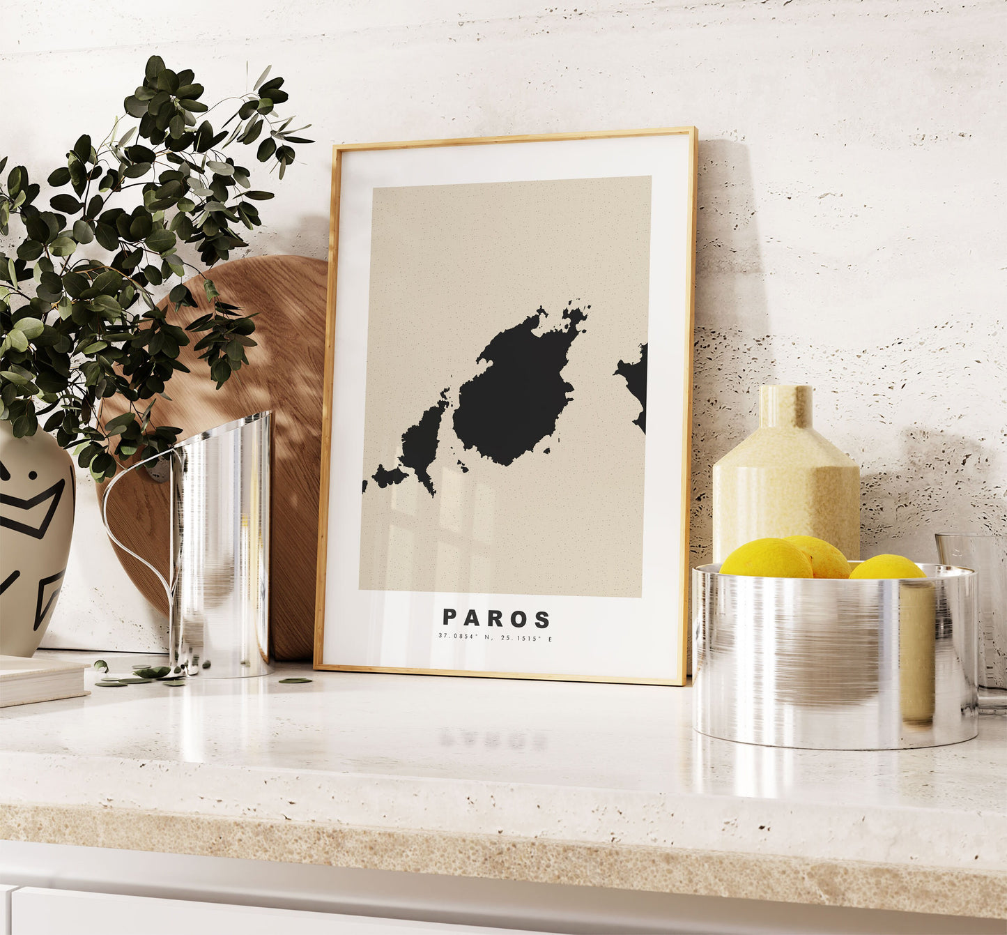 Paros Map Print - Personalised Map Gift - Framed or Canvas Options Available - Custom Text Options - Personalised Gift - Greece & Islands