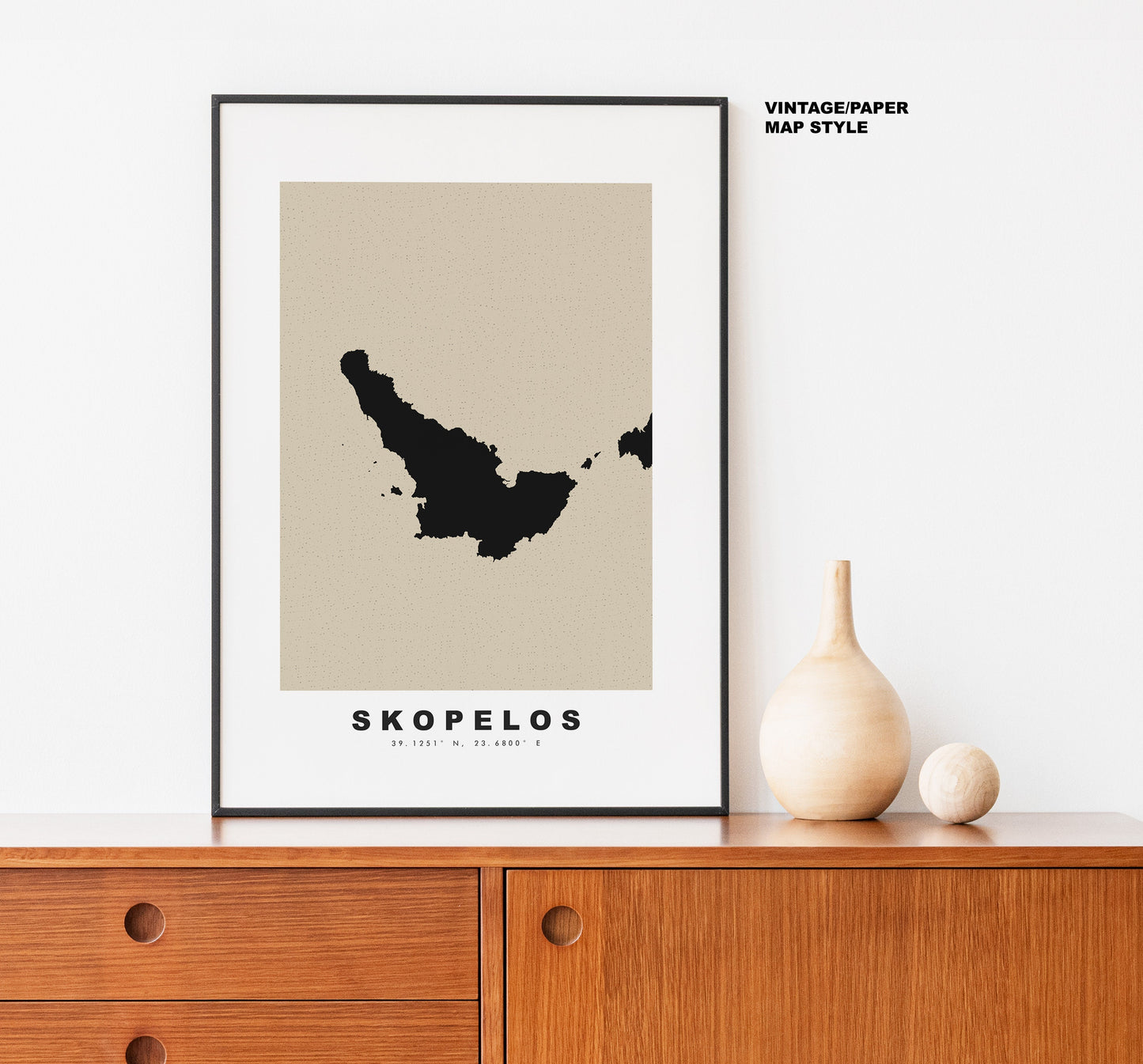 Skopelos Map Print - Personalised Map Gift - Framed or Canvas Options Available - Custom Text Options - Personalised Gift - Greece & Islands