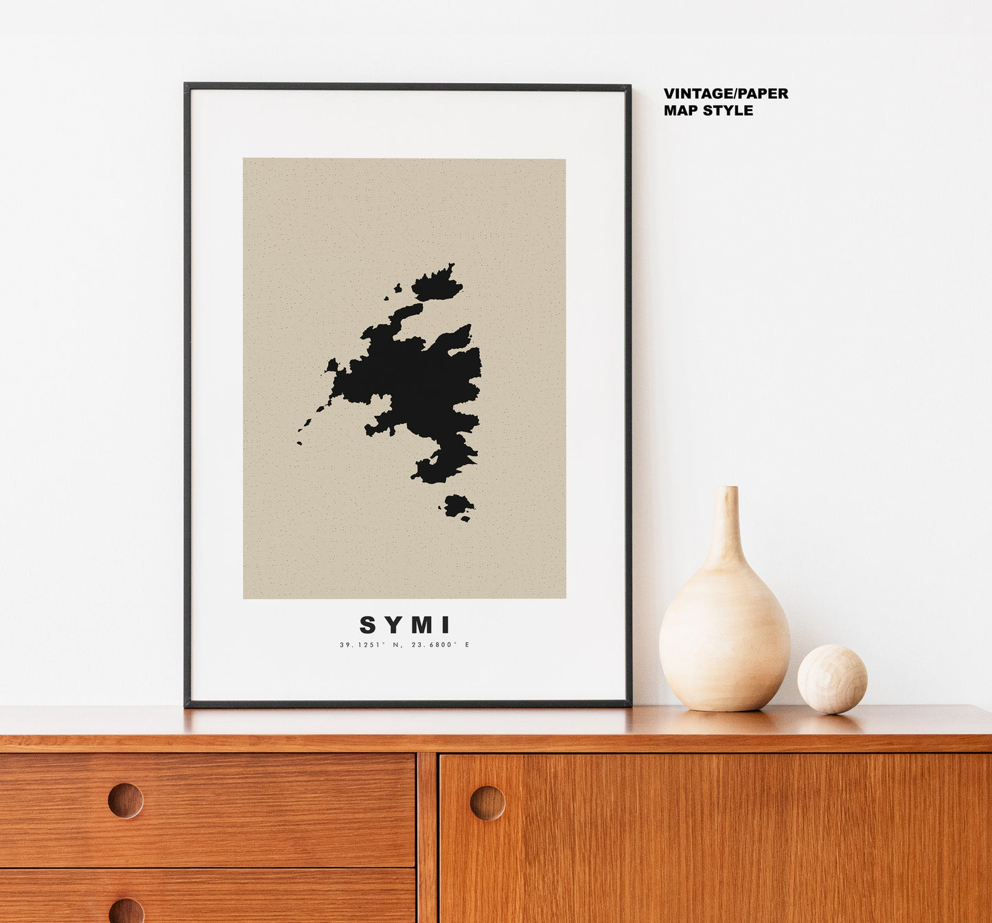 Symi Map Print - Personalised Map Gift - Framed or Canvas Options Available - Custom Text Options - Personalised Gift - Greece & Islands