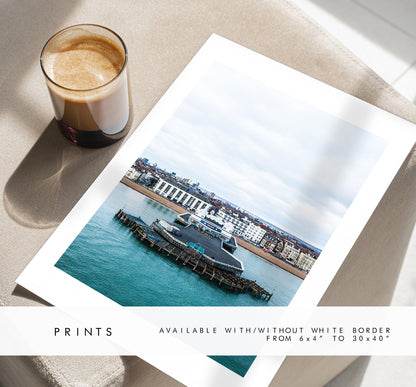 South Parade Pier - Photography Print - Portsmouth and Southsea Prints - Wall Art -  Frame and Canvas Options - Portrait - Aerial