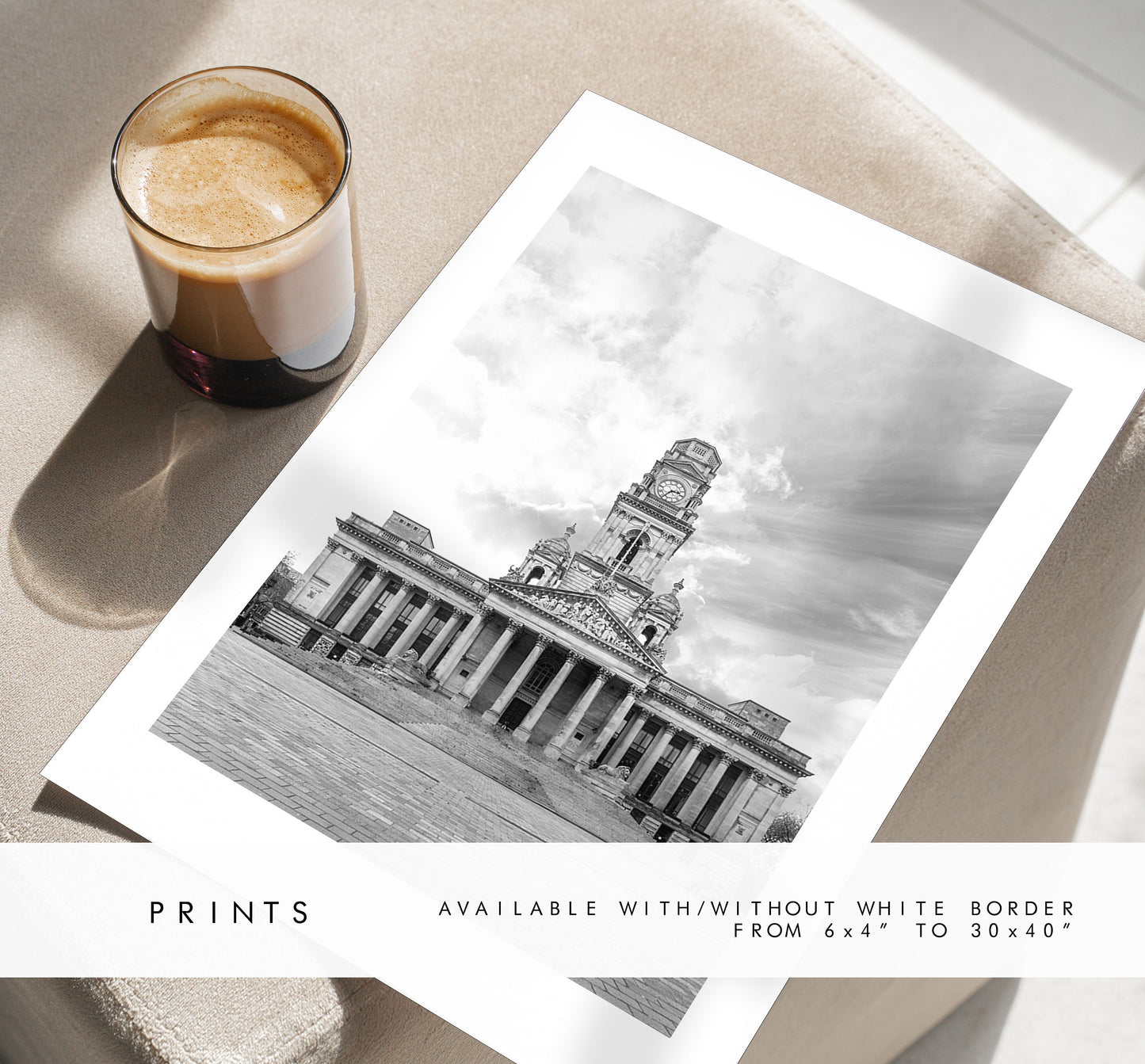 Portsmouth Guildhall - Photography Print - Portsmouth and Southsea Prints - Wall Art -  Frame and Canvas Options - Portrait - BW