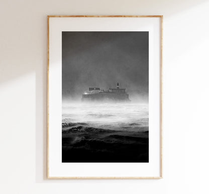 Spitbank Fort - Photography Print - Portsmouth and Southsea Prints - Wall Art -  Frame and Canvas Options - Portrait - BW