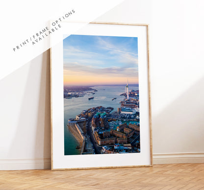 Portsmouth Print -  Photography Print - Portsmouth and Southsea Prints - Wall Art -  Frame and Canvas Options - Portrait - Aerial