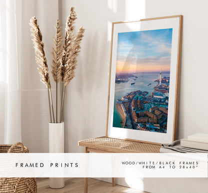 Portsmouth Print -  Photography Print - Portsmouth and Southsea Prints - Wall Art -  Frame and Canvas Options - Portrait - Aerial