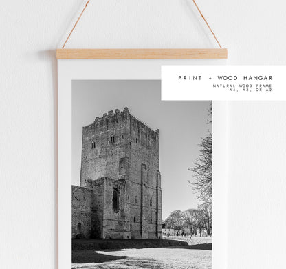 Portchester Castle - Photography Print - Portsmouth and Southsea Prints - Wall Art -  Frame and Canvas Options - Portrait - BW