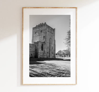 Portchester Castle - Photography Print - Portsmouth and Southsea Prints - Wall Art -  Frame and Canvas Options - Portrait - BW