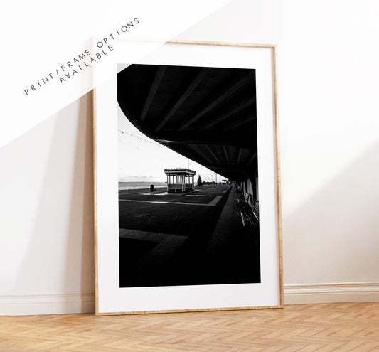 Southsea Shelters - Photography Print - Portsmouth and Southsea Prints - Wall Art -  Frame and Canvas Options - Portrait - BW