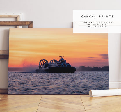 Hovercraft Sunset - Photography Print - Portsmouth and Southsea Prints - Wall Art -  Frame and Canvas Options - Landscape